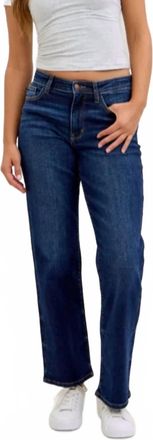 Judy Blue Mid Rise Short Seam Straight Jean In Dark Wash
