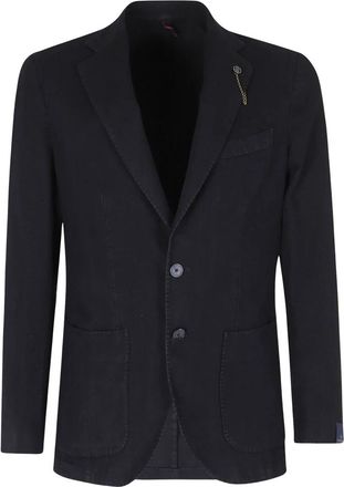 Santaniello Geklede Enkele-rij Jas - Heren - Blazers - Blauw - M - Wol - Jassen