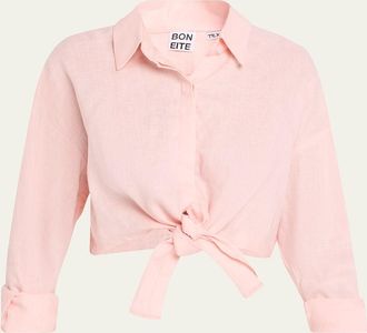 Aexae Tie-Front Linen Shirt