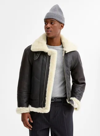Le 31 Mens Shearling aviator jacket