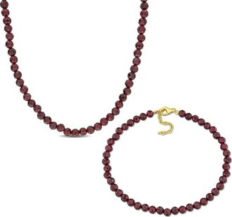 Delmar Garnet Beaded Necklace & Bracelet Set in Red at Nordstrom Rack