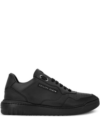 Philipp Plein logo-lettering leather sneakers - men - Sheepskin/Rubber/Calf Leather - 40 - Black