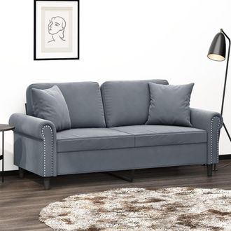vidaXL Sof&aacute; De 2 Plazas Con Cojines Terciopelo Gris Oscuro 140 Cm Vidaxl