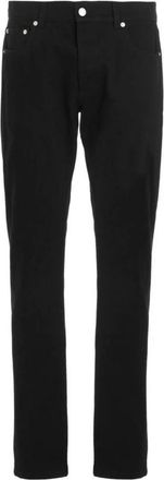 Alexander McQueen Zwarte Logo Geborduurde Casual Jeans - Heren - Slim Fit Jeans - Zwart - XL - Katoen - Jeans