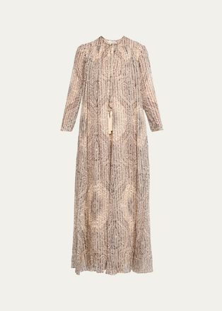 Zimmermann Ascent Medallion Stripe Silk Gown