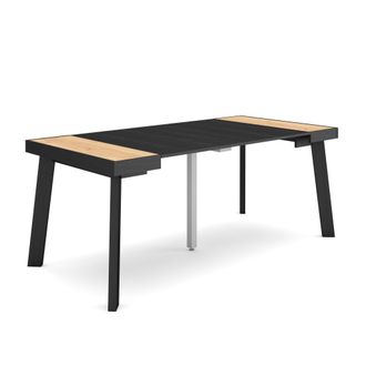Skraut Home Mesa Consola Extensible, Mesa Comedor Plegable, 180, Para 8 Comensales, Patas De Madera, Estilo Moderno, Roble Y Negro - Skraut Home