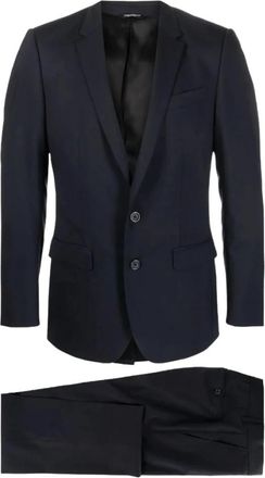Dolce & Gabbana Marineblauw Slim Fit Wollen Pak - Heren - Business pakken - Blauw - S - Wol - Kostuums