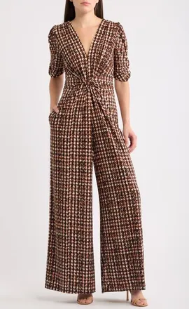 Vince Camuto Twist Front Wide Leg Jumpsuit in Brown at Nordstrom, Size X-Large
