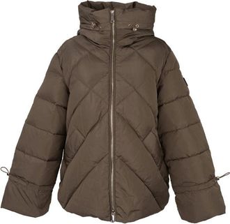 Sergio Moretti Beige Quilted Puffer Jacket With Adjustable High Collar