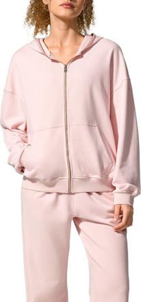 LilySilk SILKERRY Oversized Seamflow Verge Full-Length Front Zip Hoodie in Blush-Pink at Nordstrom, Size X-Small