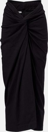 Dries Van Noten Gathered cotton midi skirt