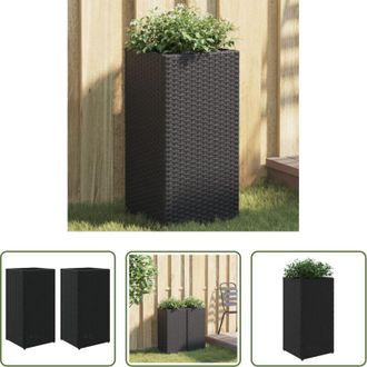 vidaXL Fioriere in rattan - Fioriere da Giardino 2 pz Nere 30x30x60 cm in Polyrattan