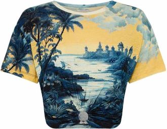 Camilla Saint Anthony Kristal T-shirt - Dames - T-shirts - Blauw - M - Linnen - Tops