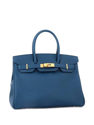 Herm&egrave;s Birkin Handbag Blue Epsom with Gold Hardware 30 satchel - women - Calf Leather - One Size