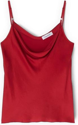 Motivi Gedrapeerde Satijnen Top - Dames - Tops zonder mouwen - Rood - XS - Satijn - Tops