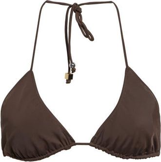 Jacquemus Le Haut de Plage Triangle Bikini Top in Brown at Nordstrom, Size Xx-Large