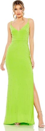 Mac Duggal Rhinestone Embellished V-Neck Gown