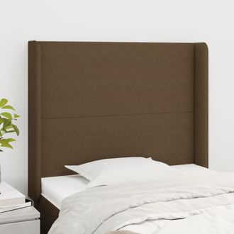vidaXL Cabecero Con Orejas De Tela Marr&oacute;n Oscuro 103x16x118/128 Cm Vidaxl
