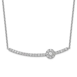 Diamond2Deal 14K White Gold 1/2 Ct Lab Grown Diamond Halo Bar Pendant Necklace 18 Clarity VS, Color G-H