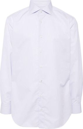 Brioni long-sleeve pinstripe-pattern shirt - men - Cotton - 40 - White