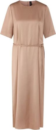 Marc Cain Midi Jurk in Satijn - Dames - Jurken - Beige - Maat: XS Satijn