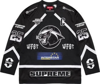 SUPREME Rhinestone Hockey Jersey Black SS25KN29-BLACK