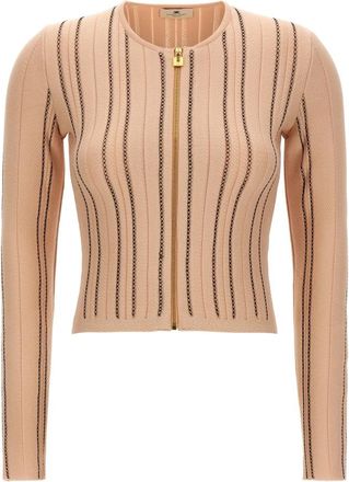 Elisabetta Franchi Cardigan van gebreide stof - Dames - Vesten - Roze - S - Truien & Vesten