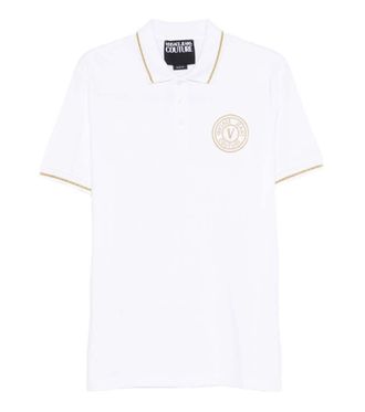 Versace Jeans Couture White Solid Shirt Collar Polo