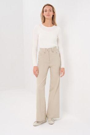 Anatomie Harley Performance Cotton Travel Wide Leg Pant in Champagne at Nordstrom, Size X-Large
