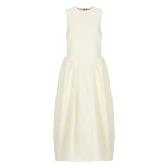Rotate ROTATE Birger Christensen, Midi Dresses, female, Beige, Size: M Embossed Floral Maxi Dress