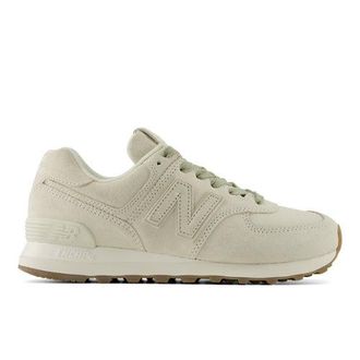 New Balance Womens 574 in Beige/Brown/White Leather, size 3.5 Narrow