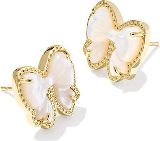Kendra Scott Womens Haley Bow Stud Earrings In Gold Ivory Mother Of Pearl