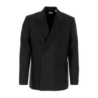 Burberry Formal Blazers, male, Black, Size: XL Wool-Silk Blend Blazer