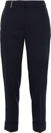 PESERICO bead-embellished trousers - women - Elastane/Polyester/Wool/Acetate/Cupro - 38 - Blue