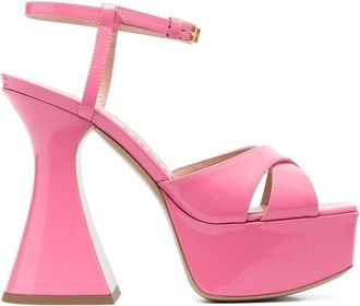 Moschino patent leather platform sandals - women - Calf Leather/Patent Calf Leather/Calf Leather - 37 - Pink