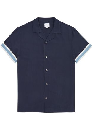 CHÉ Studios Che Valbonne Stripe-trimmed Shirt - Navy - XL