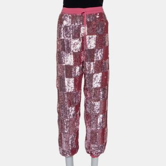 Retrof&ecirc;te Pink Sequin Embellished Chiffon Joggers