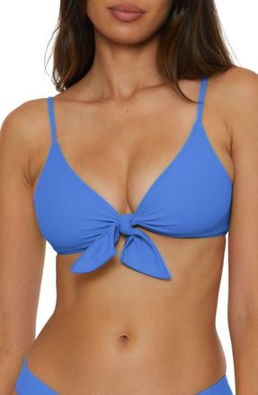 BECCA by Rebecca Virtue Buckle Reversible Bikini Top in Cornflower at Nordstrom, Size Medium