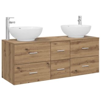 vidaXL Juego De Muebles De Ba&ntilde;o 3 Uds. Roble Artisan Vidaxl