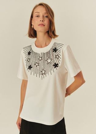 Exquise Alanna Embroidered Tshirt in Ecru at Nordstrom, Size Medium
