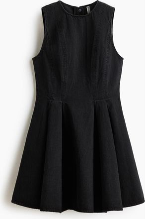 H&M Flared-skirt Denim Dress in Washed Black at Nordstrom, Size Xx-Small