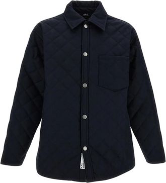A.P.C. Gewatteerd Blouson Jack - Heren - Zomerjassen - Blauw - M - Wol - Jassen