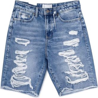 Flying Monkey Womens Tammie High Rise Relaxed Bermuda Shorts In Blue