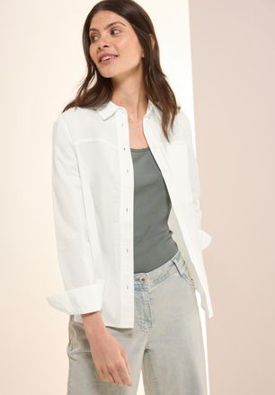 Cecil Hemdbluse CECIL, Damen, Gr. XL (44), weiss (vanillewei&szlig;), Web, Obermaterial: 100% Baumwolle, unifarben, regular fit Po-bedeckend, Manschette, Blusen H