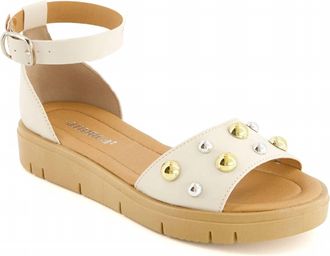 Andrea Womens Ankle-Strap Semi-Closed Flat Sandal In Bone