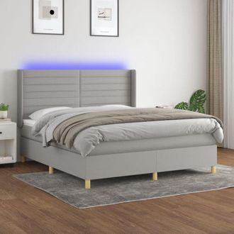 vidaXL Vidaxl - Cama Box Spring Colch&oacute;n Y Luces Led Tela Gris Claro 160x200 Cm