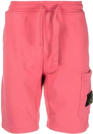 Stone Island Compass-patch cotton shorts - men - Cotton - M - Pink