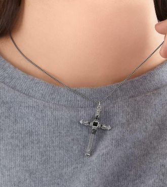 Thomas Sabo Collana in argento sterling 925 con croce-Nero