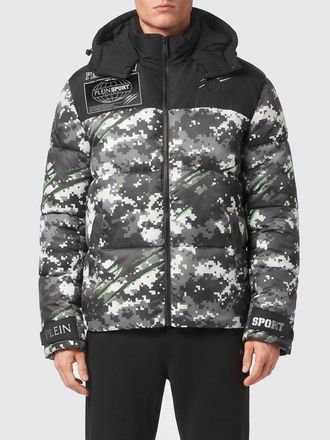 Plein Sport Piumino con cappuccio e stampa camouflage