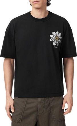 AllSaints Petals Cotton Graphic T-Shirt in Washed Black at Nordstrom, Size Xx-Large
